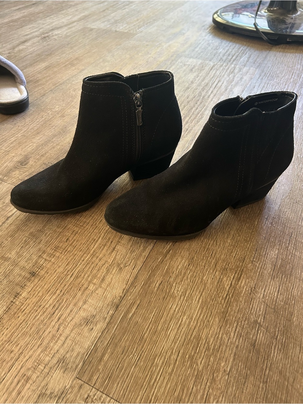 Blondo Black Suede Waterproof Ankle Booties with Side Zip